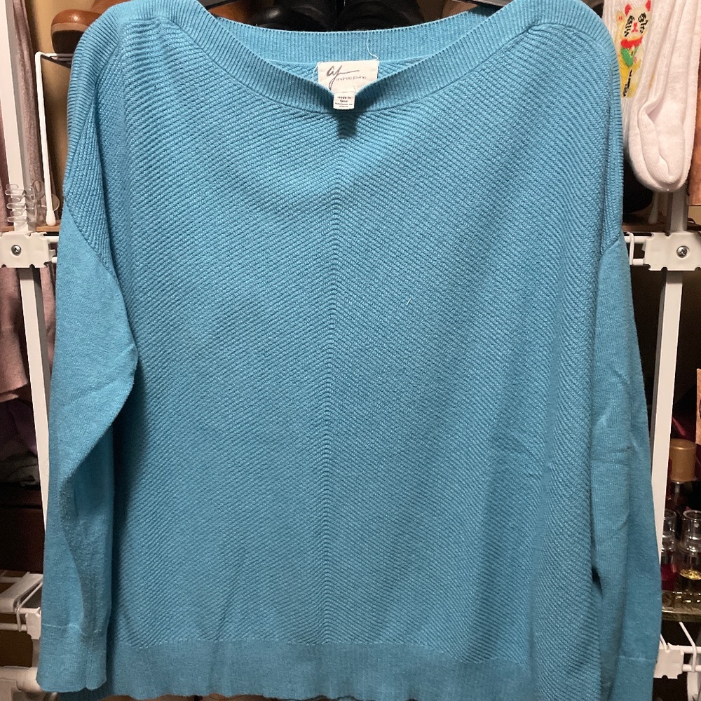 Blue waffle long sleeveTop. M